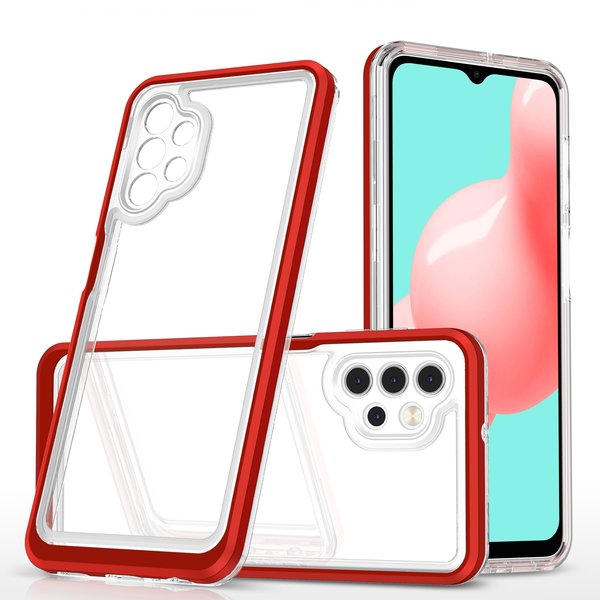 Ntech Hoesje Geschikt Voor Samsung Galaxy A32 5G hoesje transparant cover met bumper Rood - Ultra Hybrid hoesje Hoesje Geschikt Voor Samsung Galaxy A32 5G case