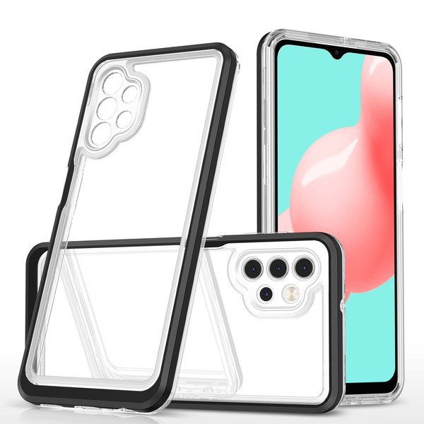 Ntech Hoesje Geschikt Voor Samsung Galaxy A32 5G hoesje transparant cover met bumper Zwart - Ultra Hybrid hoesje Hoesje Geschikt Voor Samsung Galaxy A32 5G case