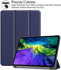 Ntech iPad Pro Hoes - iPad Pro 2021 Hoes - iPad Pro Hoes 2020 Donker Blauw - 11 Inch - iPad Pro 2020 Hoes - Hoes iPad Pro 2021 smart cover Trifold