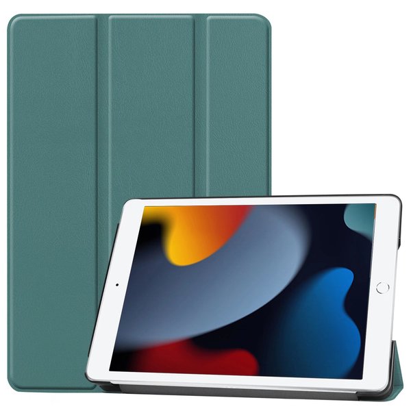 Ntech Hoes geschikt voor iPad 2021 / 2020 / 2019 (9e/8e/7e Generatie / 10.2 inch) hoes Donker Groen – Smart boekcase Triflod - Ntech
