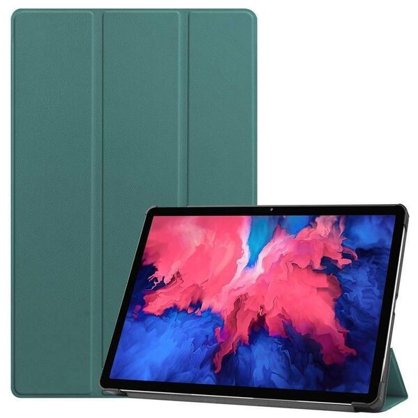 Ntech Hoes Geschikt voor Lenovo Tab P11 hoes - Hoes Geschikt voor Lenovo Tab P11 bookcase Donker Groen - Trifold tablethoes smart cover - hoes Hoes Geschikt voor Lenovo Tab P11 - Ntech