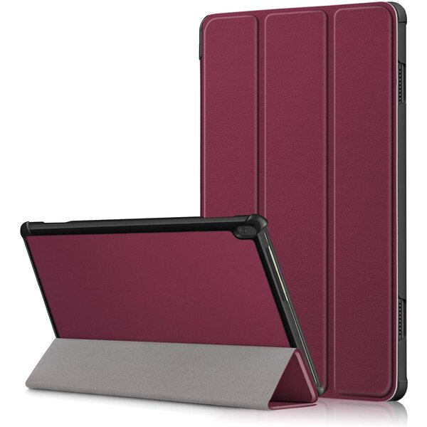 Ntech Hoes Geschikt voor Lenovo Tab M10 HD hoes Wine Rood - Lenovo M10 HD cover smart hoes - hoes Hoes Geschikt voor Lenovo Tab M10 HD Kunstleer