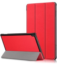 Ntech Lenovo Tab M10 HD hoes Rood - Lenovo M10 HD cover smart hoes - hoes Lenovo Tab M10 HD Kunstleer