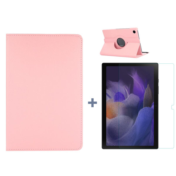 Ntech Hoesje Geschikt Voor Samsung Galaxy Tab A8 Hoes Licht Rose - Hoesje Geschikt Voor Samsung Galaxy Tab A8 hoesje 2021 - tablethoes draaibare book case Hoesje Geschikt Voor Samsung Galaxy Tab A8 Screenprotector / tempered glass