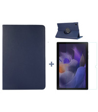 Ntech Samsung Galaxy Tab A8 Hoes Donker Blauw - Samsung Tab A8 hoesje 2021 - tablethoes draaibare book case Samsung Tab A8 Screenprotector / tempered glass