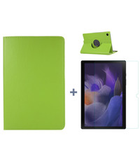 Ntech Samsung Galaxy Tab A8 Hoes Groen - Samsung Tab A8 hoesje 2021 - tablethoes draaibare book case Samsung Tab A8 Screenprotector / tempered glass