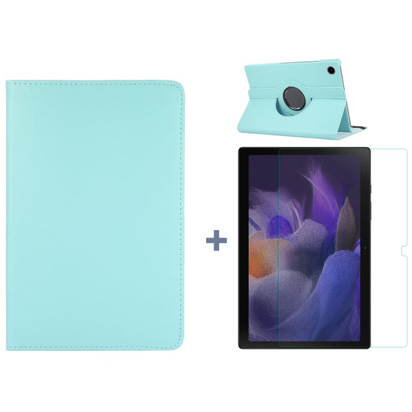 Ntech Hoesje Geschikt Voor Samsung Galaxy Tab A8 Hoes Licht Blauw - Hoesje Geschikt Voor Samsung Galaxy Tab A8 hoesje 2021 - tablethoes draaibare book case Hoesje Geschikt Voor Samsung Galaxy Tab A8 Screenprotector / tempered glass