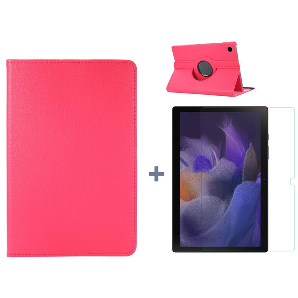 Ntech Hoesje Geschikt Voor Samsung Galaxy Tab A8 Hoes Roze - Hoesje Geschikt Voor Samsung Galaxy Tab A8 hoesje 2021 - tablethoes draaibare book case Hoesje Geschikt Voor Samsung Galaxy Tab A8 Screenprotector / tempered glass