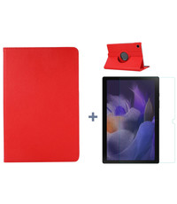 Ntech Samsung Galaxy Tab A8 Hoes Rood - Samsung Tab A8 hoesje 2021 - tablethoes draaibare book case Samsung Tab A8 Screenprotector / tempered glass