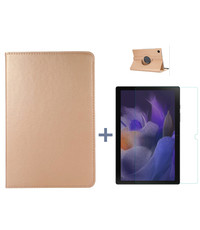 Ntech Samsung Galaxy Tab A8 Hoes Goud - Samsung Tab A8 hoesje 2021 - tablethoes draaibare book case Samsung Tab A8 Screenprotector / tempered glass
