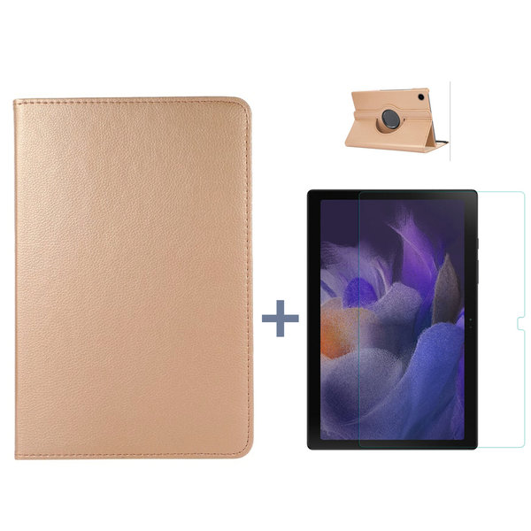 Ntech Hoesje Geschikt Voor Samsung Galaxy Tab A8 Hoes Goud - Hoesje Geschikt Voor Samsung Galaxy Tab A8 hoesje 2021 - tablethoes draaibare book case Hoesje Geschikt Voor Samsung Galaxy Tab A8 Screenprotector / tempered glass