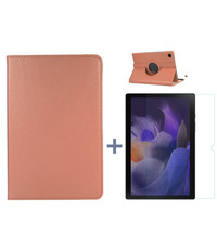 Ntech Samsung Galaxy Tab A8 Hoes Rose Goud - Samsung Tab A8 hoesje 2021 - tablethoes draaibare book case Samsung Tab A8 Screenprotector / tempered glass
