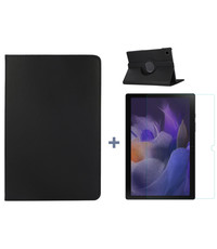 Ntech Samsung Galaxy Tab A8 Hoes Zwart - Samsung Tab A8 hoesje 2021 - tablethoes draaibare book case Samsung Tab A8 Screenprotector / tempered glass
