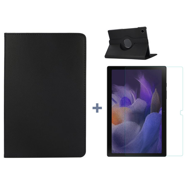 Ntech Hoesje Geschikt Voor Samsung Galaxy Tab A8 Hoes Zwart - Hoesje Geschikt Voor Samsung Galaxy Tab A8 hoesje 2021 - tablethoes draaibare book case Hoesje Geschikt Voor Samsung Galaxy Tab A8 Screenprotector / tempered glass