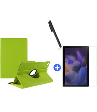 Ntech Samsung Galaxy Tab A8 Hoes 10.5 inch 2021 draaibare hoesje - Groen + tempered glass screenprotector + stulus pen