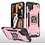 Ntech  Hoesje Geschikt Voor Samsung Galaxy A22 Hoesje Heavy Duty Armor Hoesje Rose Goud - Hoesje Geschikt Voor Samsung Galaxy A22 5G Case Kickstand Ring cover met Magnetisch Auto Mount- Hoesje Geschikt Voor Samsung Galaxy A22 5G screenprotector 2 pack