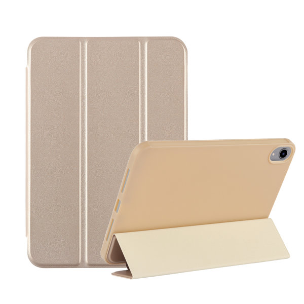 Ntech Hoes geschikt voor iPad Mini 6 hoes Goud - Hoes geschikt voor iPad Mini 2021 hoes - Hoes geschikt voor iPad Mini 6 case cover - Hoes geschikt voor iPad Mini 6 bookcase - Hoes geschikt voor iPad Mini 6 hoesje soft Silicone smart cover