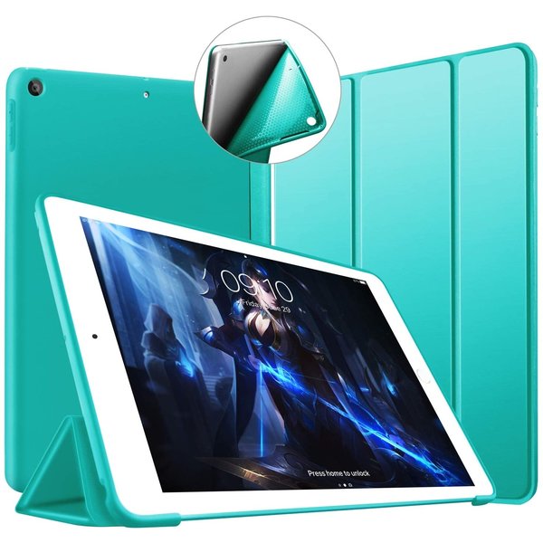 Ntech Hoes geschikt voor iPad Mini 4 Mint Groen - Hoes geschikt voor iPad Mini 2 / 3 hoes Trifold Smart cover - Hoes geschikt voor iPad Mini hoes - Hoes geschikt voor iPad Mini 5 hoes bookcase - Hoes geschikt voor iPad Mini 1/2/3 hoesje soft Silicone Trifold ca