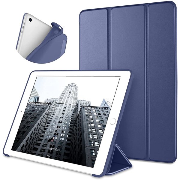 Ntech Hoes geschikt voor iPad 2017 / 2018 backcover Hoes Donker Blauw - Hoes geschikt voor iPad 5e / 6e generatie - Hoes geschikt voor iPad siliconen - Hoes geschikt voor iPadje Soft smart cover - Hoes geschikt voor iPad 2018 Hoes - Hoes geschikt voor iPad 9.7