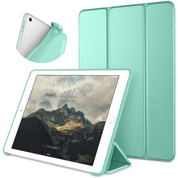 Ntech iPad Hoes 2018 - iPad 2017 Hoes Mint Groen - iPad hoes 5e / 6e generatie - iPad hoes siliconen - iPad hoesje Soft smart cover - iPad 2018 Hoes - iPad 9.7 hoes - iPad hoesje Bookcase Trifold- Ntech