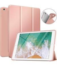 Ntech iPad Hoes 2018 - iPad 2017 Hoes Rosegoud - iPad hoes siliconen - iPad hoesje Soft smart cover - iPad 2018 Hoes - iPad 9.7 hoes - iPad hoesje Bookcase Trifold- Ntech