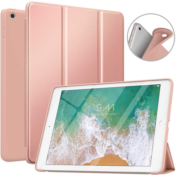 Ntech Hoes geschikt voor iPad 2017 / 2018 backcover Hoes Rosegoud - Hoes geschikt voor iPad 5e / 6e generatie - Hoes geschikt voor iPad siliconen - Hoes geschikt voor iPadje Soft smart cover - Hoes geschikt voor iPad 2018 Hoes - Hoes geschikt voor iPad 9.7 hoes