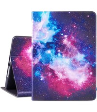 Ntech iPad hoes 2018 Galaxy Print - iPad hoes 2017 - iPad hoes 6e generatie trifold case- iPad 2018 hoes - iPad 2017 hoes -Hoes iPad 2018 book case smart cover - Ntech