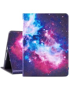 Ntech iPad hoes 2018 Galaxy Print - iPad hoes 2017 - iPad hoes 6e generatie trifold case- iPad 2018 hoes - iPad 2017 hoes -Hoes iPad 2018 book case smart cover - Ntech