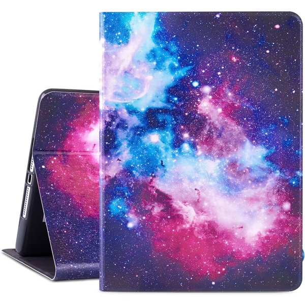Ntech Hoes geschikt voor iPad 2018 Galaxy Print - Hoes geschikt voor iPad 2017 - Hoes geschikt voor iPad 6e generatie trifold case - Hoes geschikt voor iPad 2018 hoes - Hoes geschikt voor iPad 2017 hoes - Hoes geschikt voor iPad 2018 book case smart cover - Nte