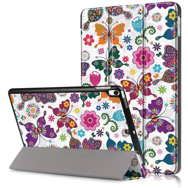 Ntech Hoes geschikt voor iPad 2018 Vlinder Print - Hoes geschikt voor iPad 2017 - Hoes geschikt voor iPad 6e generatie trifold case - Hoes geschikt voor iPad 2018 hoes - Hoes geschikt voor iPad 2017 hoes - Hoes geschikt voor iPad 2018 book case smart cover - Nt