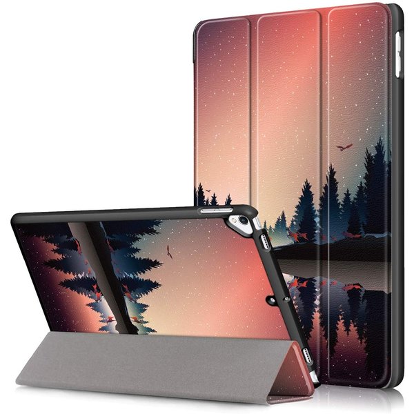 Ntech Hoes geschikt voor iPad 2018 Dusk Print - Hoes geschikt voor iPad 2017 - Hoes geschikt voor iPad 6e generatie trifold case - Hoes geschikt voor iPad 2018 hoes - Hoes geschikt voor iPad 2017 hoes - Hoes geschikt voor iPad 2018 book case smart cover - Ntech