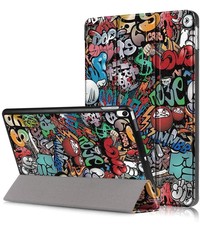 Ntech iPad hoes 2018 Graffity - iPad hoes 2017 - iPad hoes 6e generatie trifold case- iPad 2018 hoes - iPad 2017 hoes -Hoes iPad 2018 book case smart cover - Ntech