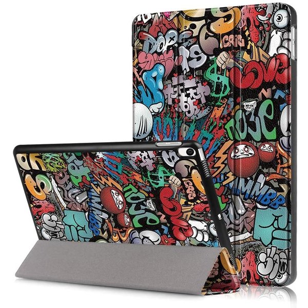 Ntech Hoes geschikt voor iPad 2018 Graffity - Hoes geschikt voor iPad 2017 - Hoes geschikt voor iPad 6e generatie trifold case - Hoes geschikt voor iPad 2018 hoes - Hoes geschikt voor iPad 2017 hoes - Hoes geschikt voor iPad 2018 book case smart cover - Ntech
