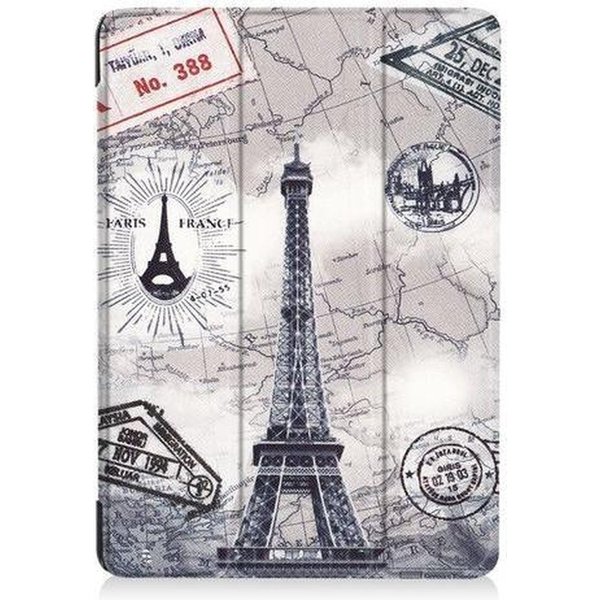 Ntech Hoes geschikt voor iPad 2018 Eiffeltoren Print - Hoes geschikt voor iPad 2017 - Hoes geschikt voor iPad 6e generatie trifold case - Hoes geschikt voor iPad 2018 hoes - Hoes geschikt voor iPad 2017 hoes - Hoes geschikt voor iPad 2018 book case smart cover