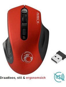 iMice iMice USB Draadloze Stijlvolle Stille Muis - Strak Ontwerp - Dpi Aanpasbaar - Rood