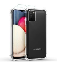 Ntech Samsung A03s Hoesje Shock Proof Case Met 2x Screenprotector - Samsung Galaxy A03s Hoesje Transparant Siliconen Case Cover - Samsung A03s Screenprotector