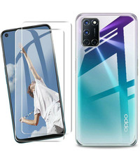 Ntech Oppo A16 / A16S Hoesje Transparant cover Case Met 2x Screenprotector -  Oppo A16s / A16 Hoesje Silicone Transparant Case Cover - Oppo A16S / A16 Screenprotector