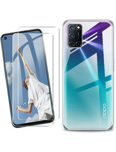 Ntech Oppo A16 / A16S Hoesje Transparant cover Case Met 2x Screenprotector -  Oppo A16s / A16 Hoesje Silicone Transparant Case Cover - Oppo A16S / A16 Screenprotector