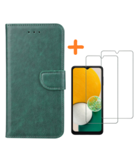 Ntech Samsung Galaxy A13 5G / A04s hoesje bookcase Met 2x screenprotector beschermglas – Groen