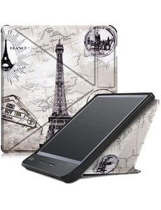 Ntech Kobo Clara HD hoes Eiffeltoren Print Bookcase - kobo clara hd cover Smart case - kobo clara hoes-  hoes Kobo Clara HD - Kunstleer -  Trifold Bookcase hoesje