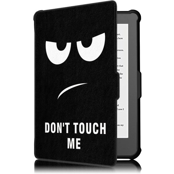 Ntech Geschikt voor Kobo Clara HD hoes Dont Touch Print Bookcase - Geschikt voor Kobo clara hd cover Smart case - Geschikt voor Kobo clara hoes- hoes Geschikt voor Kobo Clara HD - Kunstleer - Trifold Bookcase hoesje