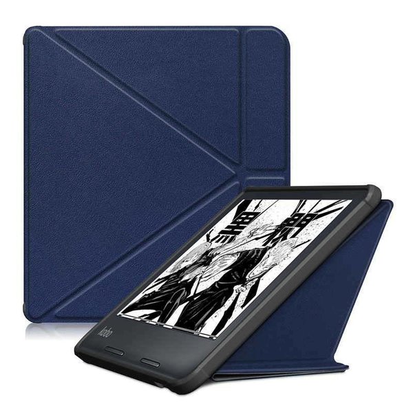 Ntech Geschikt voor Kobo Libra H20 hoesje Donker Blauw - Geschikt voor Kobo libra h20 sleepcover - Geschikt voor Kobo ereader Libra H20 hoes Bookcase - Hoes voor Geschikt voor Kobo Libra h20 met Sluiting en Auto Sleep Functie