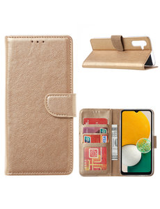 Ntech Samsung  A13 Hoesje Goud - Samsung Galaxy A13 Booktype met Pasjeshouder - A13 4G book case Portemonee hoesje