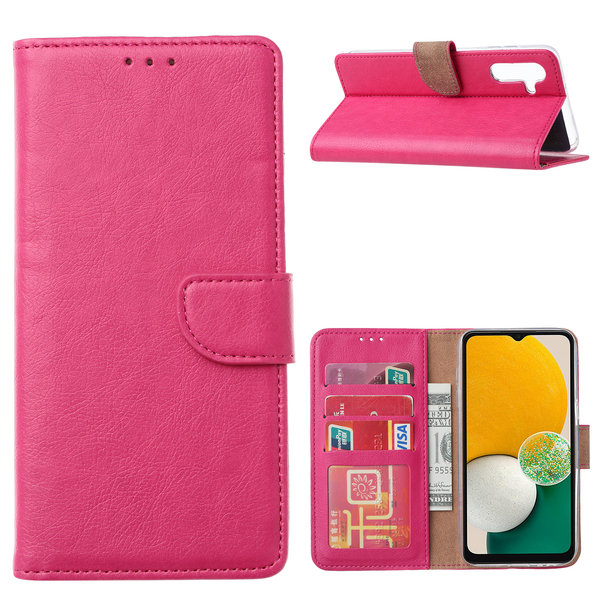 Ntech Hoesje Geschikt Voor Samsung Galaxy A13 Hoesje Pink - Hoesje Geschikt Voor Samsung Galaxy A13 Booktype met Pasjeshouder - A13 4G book case Portemonee hoesje