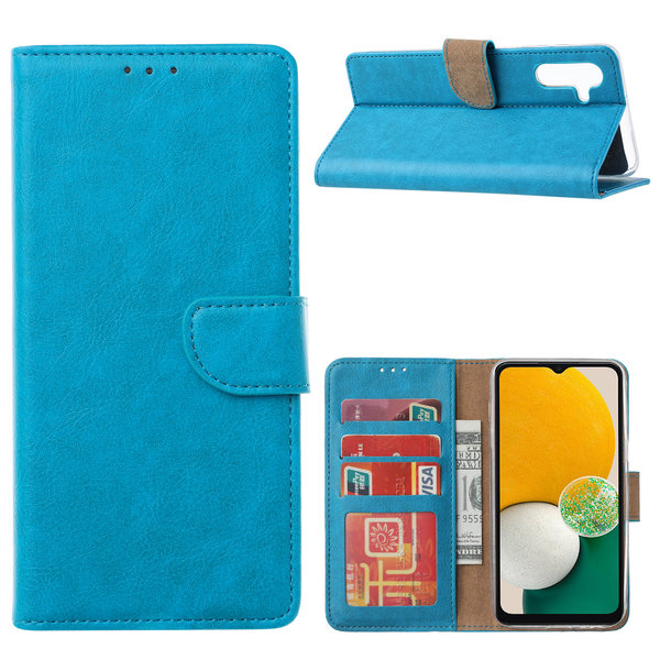 Ntech Hoesje Geschikt Voor Samsung Galaxy A13 Hoesje Blauw - Hoesje Geschikt Voor Samsung Galaxy A13 Booktype met Pasjeshouder - A13 4G book case Portemonee hoesje