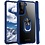 Ntech Hoesje Geschikt Voor Samsung Galaxy S21 hoesje - Premium Shock Proof hoesje transparant Blauw randen backcover case met kickstand - Hoesje Geschikt Voor Samsung Galaxy S21 hoesje met Ring houder / Ring vinger houder / standaard