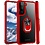 Ntech Hoesje Geschikt Voor Samsung Galaxy S21 hoesje - Premium Shock Proof hoesje transparant Rood randen backcover case met kickstand - Hoesje Geschikt Voor Samsung Galaxy S21 hoesje met Ring houder / Ring vinger houder / standaard