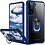 Ntech Hoesje Geschikt Voor Samsung Galaxy S21 Plus hoesje - Premium Shock Proof hoesje transparant Blauw randen backcover case met kickstand - Hoesje Geschikt Voor Samsung Galaxy S21 Plus hoesje met Ring houder / Ring vinger houder / standaard