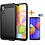 Ntech Hoesje Geschikt Voor Samsung Galaxy A01 Core hoesje Geborsteld Zwart  siliconen Carbon Fiber Optics - Brushed Silicone Colour TPU Cover  Screenprotector 2 pack