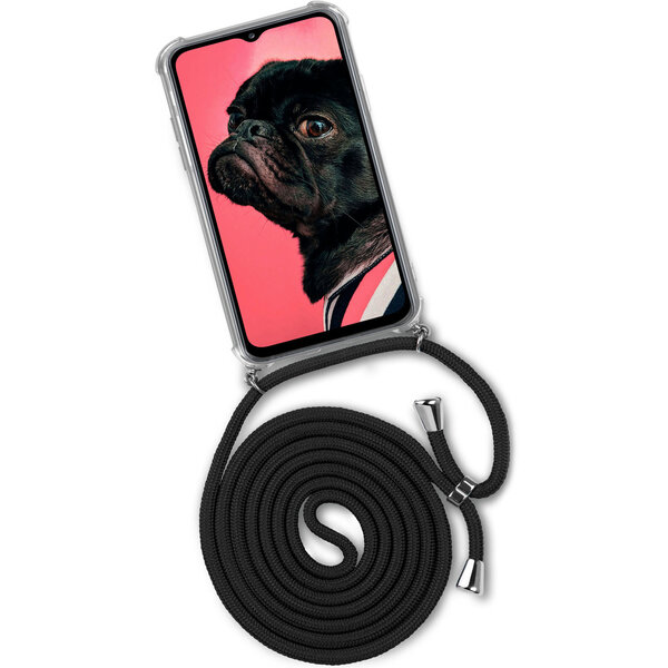 Ntech Hoesje Geschikt Voor Samsung Galaxy A32 Hoesje transparant silicone met Koord - Hoesje Geschikt Voor Samsung Galaxy A32 4G hoesje met koord - hoesje Galaxy A32 met koord draagkoord TPU backcover - Zwart